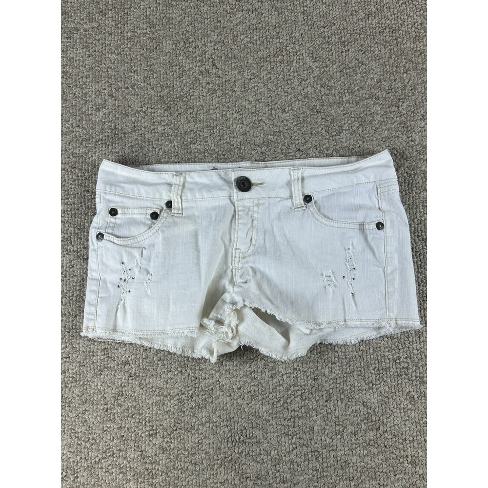 Wallflower Vintage Micro Bum Shorts Women's Size 9 White Denim Y2K Beach